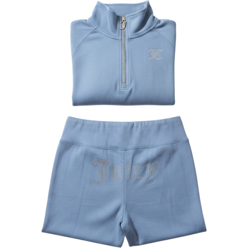 Juicy Couture Sport Womens XL Light Blu Quarter Zip Pullover & Leggings Set New